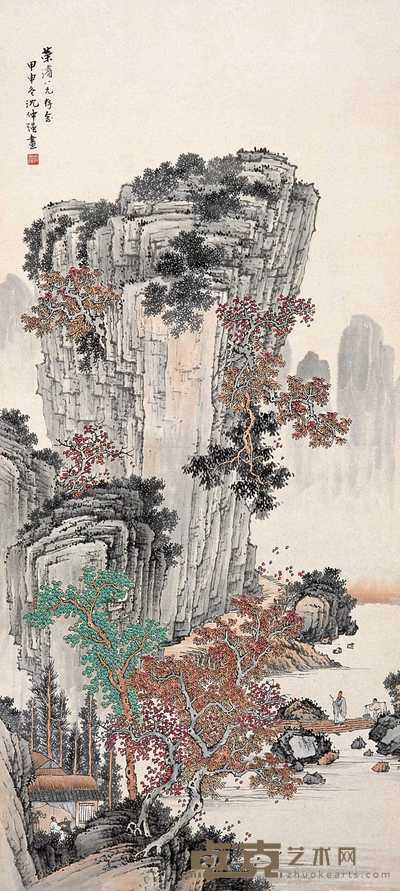 沈仲强 山水 立轴 81.5×37cm